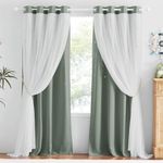 NICETOWN Nrsery Curtains for Girls Bedroom Kids Room Darkening Curtains Star Moon Cutout Curtains Princess Room Decor for Daughter Bedroom Window, 52" Wide x 84" Long, 1 Panels, Sage Green