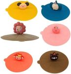 JUMYNOOY 6Pcs Silicone Cup Lids Cartoon Glass Cup Cover Reusable Anti-Dust Cup Covers for Mugs Animal Shape Hot Drink Cup Lids