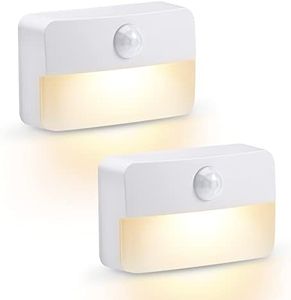 ORIA Motion Sensor Light, LED Night Light, 20 Lumen Stick-Anywhere Closet Light, Motion Activation Stair Light with Dusk to Dawn Sensor for Stairs Closet Hallway Bedroom Cabinet, Yellow, 2PCS