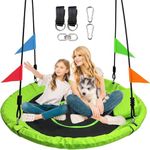 40 Inch Tree Swing,Spider Web Tree Swing,850Lb Weight Capacity,900D Oxford Waterproof, 71" Detachable Nylon Rope Swivel,for Backyard, Playground (Green)