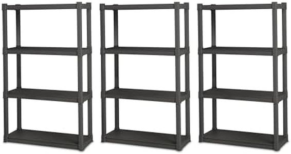 Sterilite 3-Pack 4 Shelf Unit, Heavy-Duty Shelving Storage and Utility Rack - Standing Plastic Organizer Shelves for Kitchen, Bathroom, and Garage