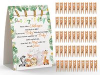 Don't Say Baby Sign, Baby Shower Clothespin Game, Includes a 5x7 Standing Sign and 50 Mini Natural Clothespins - Toctose046