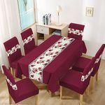 HOKIPO Elastic Stretchable Dining Chair Cover With Matching Tablecloth (Ar-4803-D2), Red