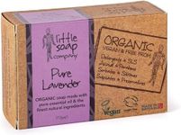 Little Soap Company Organic Soap Bar - Vegan, Cruelty Free, No SLS or Parabens, with English Lavender, Natural, & Eco Friendly, Body, Face & Hand Bar of Soap (110g)