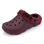 ACANS Winter Fluffy Clog Fur Lining Garden Shoes Warm Furry Indoor Lined House Fuzzy Fleece Ferry AC1519 Burgundy Size 7 Women/6 Men