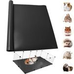 TCYPUHL Guinea Pig Bedding Cage Liner Waterproof Rabbit Bedding, Easily Cut to Suit Cage and Reusable Pads for Guinea Pigs, Rabbits, Hamsters, Gerbils, and Chinchillas,24"×118",1pcs, Black Mat