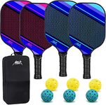 Pickleball Paddles, AKLOT Pickleball Set 4 Pcs Pickle Ball Raquette Fiberglass Racquets for Women and Men Indoor or Outdoor Play with 6 Balls Carry Bag