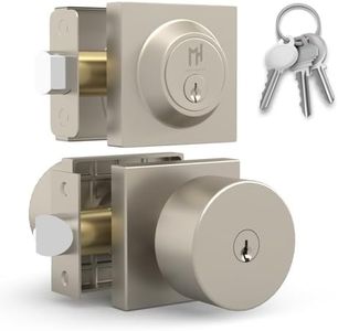 Mega Handles - SUANA Entry Combo I Door Knob and Cylinder Deadbolt and Key Combo - Heavy Duty Locking Door Knob for Left or Right-Handed Doors – Satin Nickel