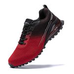 Kricely Men's Trail Running Shoes Fashion Hiking Sneakers for Men Tennis Cross Training Shoe Red Black Non-Slip Walking Footwear Size 7.5