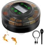 Papettly Automatic Fish Feeder for Aquarium - Rechargable Auto Fish Food Dispenser for Fish Turtle Tank with USB Cable & LCD Display, Timer Fish Feeder for Weekend Holiday with Fish Feeder Spoon