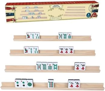 GOTHINK Wooden Mahjong Tiles Trays/Racks/Holders Set of 4, Upgrade Your Mahjong Game, Racks for Mahjong, Mexican Train, Dominoes, and More (Racks Only)