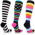 Compression Socks for Women & Men 15-20 mmHg Knee High Circulation Support Hose for Running ,Cycling,Sports（Beister）