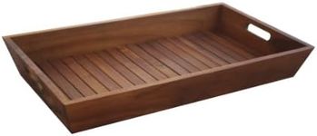 AquaTeak The Original Large Solid Teak Amenities Serving Tray