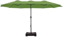 MFSTUDIO 15ft Double Sided Patio Umbrella with Base Included, Outdoor Large Rectangular Market Umbrellas with Crank Handle for Deck Pool Shade, Lime Green