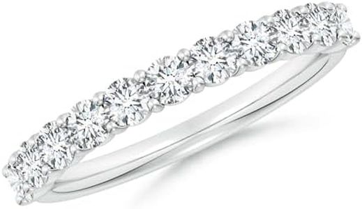 Angara Lab Grown Diamond Wedding Ring for Women | 1.23 ct Round Lab Diamond Half Eternity Ring in White Gold | April Birthday, Anniversary, Gemstone Jewelry Gift | FGVS | 3.6mm | Ring Size- 6.5