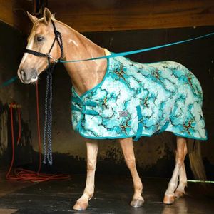 Jeffers Expression Standard Neck Fleece Cooler for Horses, 81"- Equine Towel Blanket, Moisture Absorbent, Light Weight, Best for Drying, Exercise, Bathing, Adjustable Belly Bands - Bisbee Blue