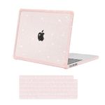 MOSISO Compatible with MacBook Air 13.6 inch Case 2022-2024 Release M3 A3113 M2 A2681, Anti-Cracking&Anti-Fingerprint Heavy Duty Sparkly Plastic Hard Shell with TPU Bumper&Keyboard Cover, Pink