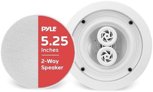 Pyle 5.25" Ceiling Wall Mount Speakers - 2-Way Weatherproof Full Range Woofer Speaker System Flush Design w/ 65Hz-22kHz Frequency Response 200 Watts Peak & Template for Easy Installation - PWRC52