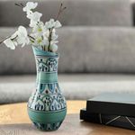 VarEesha The Royal Crown Ceramic Vases for Home Decor Big Size | Flower Vase, Pampas Grass Vase for Living Room | Centrepiece for Home, Office, Gifts - (10 Inch, Blue)