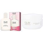 Olay Beauty Fluid Face And Body Moisturiser, with glycerin and hyaluronic acid, 200 ml (Pack of 1) and Double Action Day & Night Sensitive Cream, 50ml