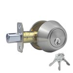 Comfhouse 1 Side Keyed Deadbolt Lock,Single Cylinder Dead Bolt, Satin Nickel Round Exterior Keyed Front Entry Inside Door Deadbolt