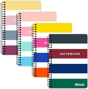 BAZIC Small Notebook Memo Size Pad, 5"x7" Spiral Side Bound, 120 Sheets Wirebound Pocket Personal Notebooks, Assorted Color, 36-Pack
