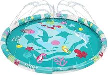 Bestway Sprinkler Splash Pad, Kids Outdoor Garden Paddling Pool, Marine-Life Ocean Print Splash Pad Sprinkler, Ages 2+