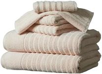 Great Bay Home Taupe Bath Towel Set, 6 Piece Quick Dry, Ribbed Bath Towel Set. Zero-Twist, Combed 100% Cotton, Ultra-Soft, Luxurious Towels for Bathroom (6 Piece, Dune)