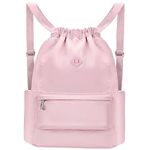 BAVELOE Drawstring Backpack with Wet Pocket Gym Backpack Water-Resistant Cinch String Bag Beach Swim for Women Men (Pink)