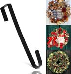 ZIYIZE Wreath Hangers for Front Door, 12” Wreath Hanger Over The Door Hooks, Black Wreath Door Hanger Hooks for Halloween Christmas Front Door Decorations