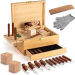 17-in-1 Wood Carving Kit - Wood Carving Tools Set -Wood Carving Knife Set, Whittling Knives Kit, Woodworking Kit Wood Carving Tools Set with Large Wood Boxes for Crafts (Brown)