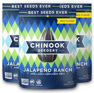 Chinook Seedery Roasted Sunflower Seeds - Jumbo Seeds Keto Snacks - Best For Snack Packs - Gluten Free, Non GMO Snack Food Gifts - 4 Ounce (Pack of 3) - Jalapeno Ranch Flavor Pack