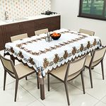 Kuber Industries Cotton Floral Print Waterproof Attractive Dining Table Cover|Tablecloth for Home Decorative, 60x90 Inch (Cream Brown)