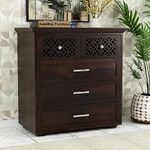 GateWay Furniture Rustic Sheesham Wood Wooden Chest of Drawers with 5 Drawers - Walnut Finish for Living Room Storage (Matthew,Walnut Finish)