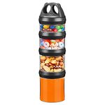 BeneLabel Food Storage Stackable Snack Container Set 31oz Twist Lock Stacking Jar Nuts Candy Formula Travel Item Dispenser, BPA Free & Leak-proof, Black