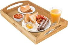 Greenco Rectangle Bamboo Butler Serving Tray with Handles - Bed Trays for Eating - Bed Tray - Breakfast Tray