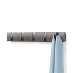 Umbra Flip 5-Hook Wall Mounted Coat Rack, Modern, Sleek, Space-Saving Coat Hanger with 5 Retractable Hooks to Hang Coats, Scarfs, Purses and More, Grey/Pewter