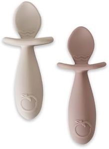 Plum Silicone 2 Pack Easy Grip Spoon Set Sand/Nutmeg