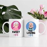 The Candy House Creamic Coffee Mug Round Shape "Sweet Nani and Loving Nana " Printed 330 ml / 8.4 cm White ,Pack of 2 Pcs Combo for Gift to Your Friend ,Mom .Dad,Combo Set