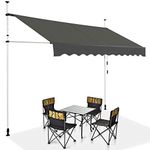 COSTWAY 3M/3.5M/4M Telescopic Canopy, Retractable & Adjustable Outdoor Clamp Awning with Crank Handle, Garden Patio Balcony Window Sunshade Shelter (300 x 120 cm, Grey)