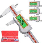 Preciva Digital Caliper Measuring Tool, Stainless Steel Digital Micrometer Vernier Caliper, with Backlight LCD, Auto-Off Feature, IP54 Splash Proof Protection and Inch Metric Conversion 6 Inch/150 mm