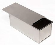 Rectangle Iron Sandwich Bread Mould/Pan/Tin Box With Cover For Baking 400Gms Small (7X3.5X3.5 Inch), Silver