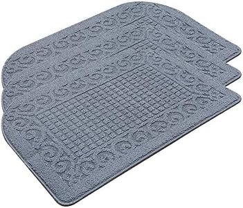 COSY HOMEER 32X20 Inch Anti Fatigue Kitchen Rug Mats are Made of 100% Polypropylene Half Round Rug Cushion Specialized in Anti Slippery and Machine Washable (Grey 3pcs)