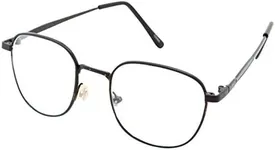 grinderPUNCH Kids Classic Retro Vintage Square Clear Lens Eyeglasses Metal Glasses Frame (Black)