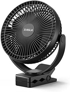 10000mAh Portable Clip on Fan, 8 inch Rechargeable Battery Operated Fan, 24 Hours Work Time, Quiet USB Fan, 4 Speeds Personal Fan, Ideal for Outdoor Camping Golf Cart Home Office Black