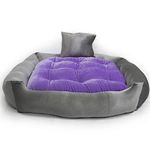 Pet Royale Large Dog Bed | Reversible Dog Bed for Big Dogs | Plus Extra Removable 100% Cotton Washable Covers (for Large Sized Dogs, Super Purple)