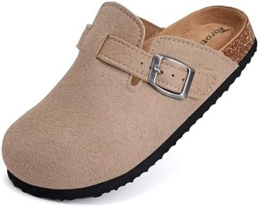 Torotto Kids Suede Clogs Cork Footbed Toddler Slippers with Arch Support & Adjustable Straps for Boys Girls Indoor & Outdoor (JC-Apricot, 32)