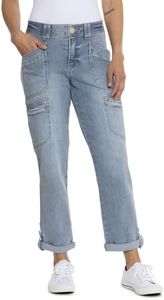 Democracy Misses Women's Ab Solution Ankle Roll Cuff Utility Pant, Light Blue Jeans, 12