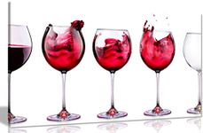 Red White Wine Glasses Kitchen Canvas Wall Art Picture Print (24x16in)