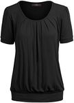 Made By Johnny WT1175 Womens Scoop Neck Short Sleeve Front Pleated Tunic XL Black